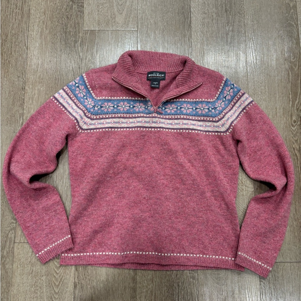 Woolrich Women Zip Up Sweater in Pink and Blue